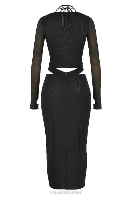 House of CB Marina Black Cutout Midi Dress Clothing 4H6N512