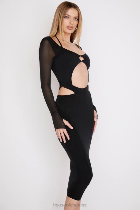 House of CB Marina Black Cutout Midi Dress Clothing 4H6N512