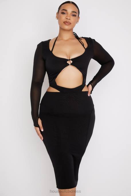 House of CB Marina Black Cutout Midi Dress Clothing 4H6N512