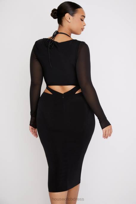 House of CB Marina Black Cutout Midi Dress Clothing 4H6N512