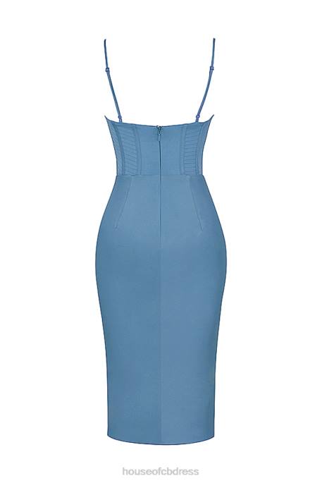 House of CB Myrna Aegean Blue Corset Midi Dress Clothing 4H6N558