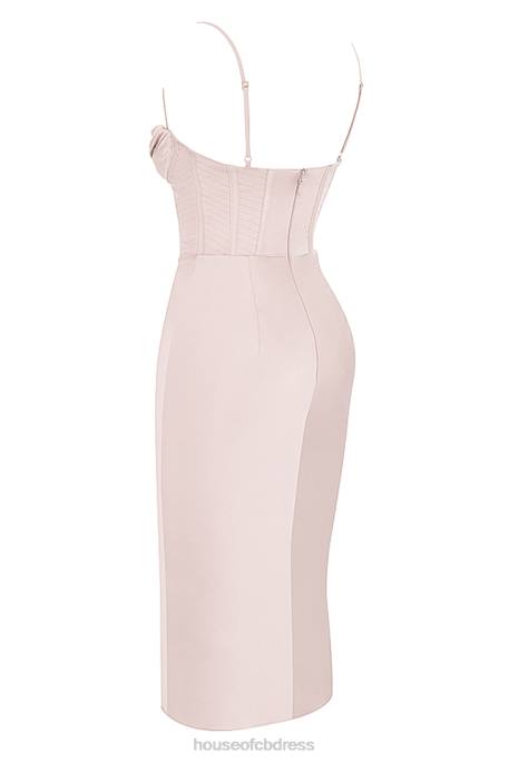 House of CB Myrna Crystal Satin Corset Midi Dress Clothing 4H6N465