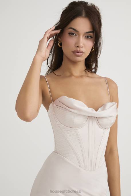 House of CB Myrna Crystal Satin Corset Midi Dress Clothing 4H6N465