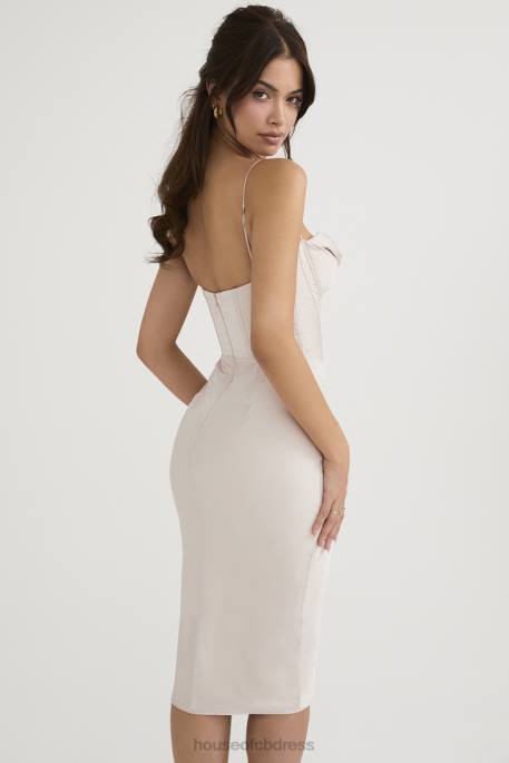 House of CB Myrna Crystal Satin Corset Midi Dress Clothing 4H6N465
