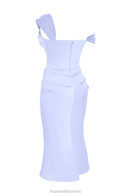 House of CB Natalya Sky Satin Corset Midi Dress Clothing 4H6N449