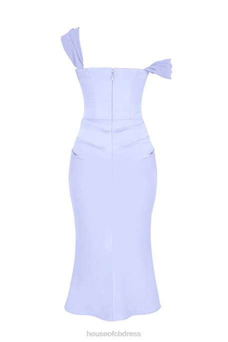 House of CB Natalya Sky Satin Corset Midi Dress Clothing 4H6N449