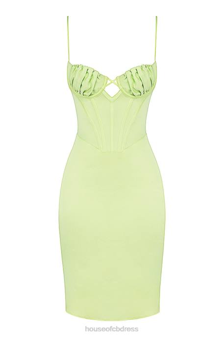 House of CB Nathalia Pistachio Satin Midi Dress Clothing 4H6N534