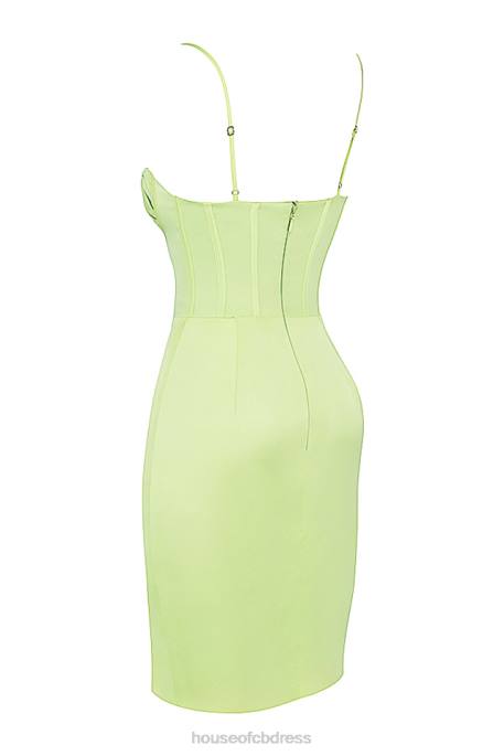 House of CB Nathalia Pistachio Satin Midi Dress Clothing 4H6N534