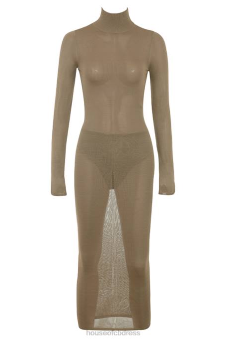 House of CB Roberta Tan Knit Midi Dress Clothing 4H6N169