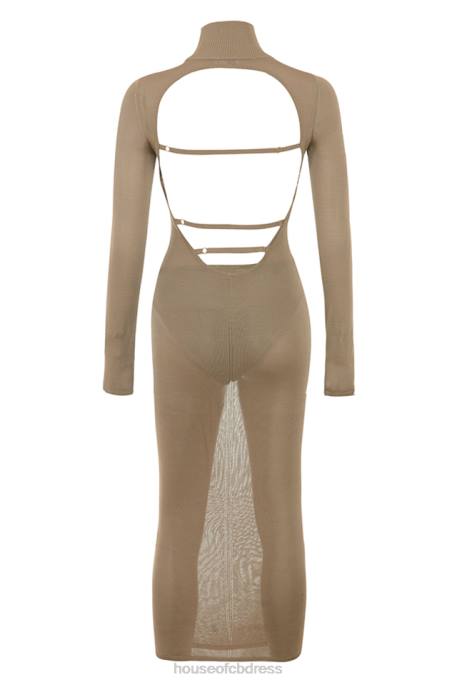 House of CB Roberta Tan Knit Midi Dress Clothing 4H6N169
