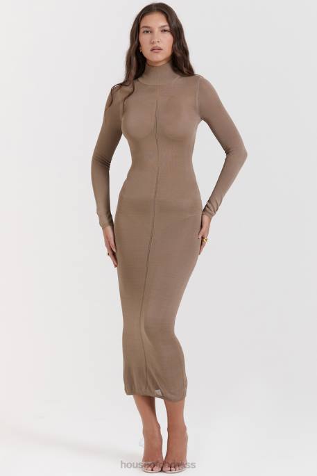 House of CB Roberta Tan Knit Midi Dress Clothing 4H6N169