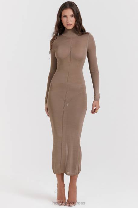 House of CB Roberta Tan Knit Midi Dress Clothing 4H6N169