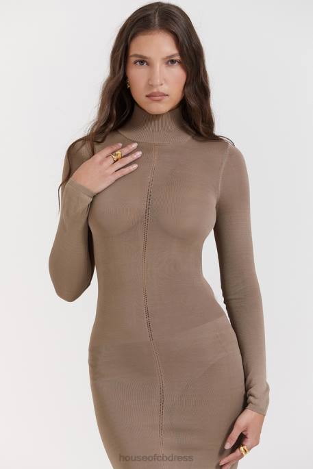 House of CB Roberta Tan Knit Midi Dress Clothing 4H6N169