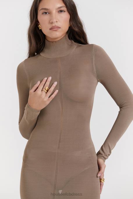 House of CB Roberta Tan Knit Midi Dress Clothing 4H6N169