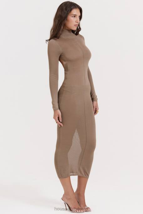 House of CB Roberta Tan Knit Midi Dress Clothing 4H6N169