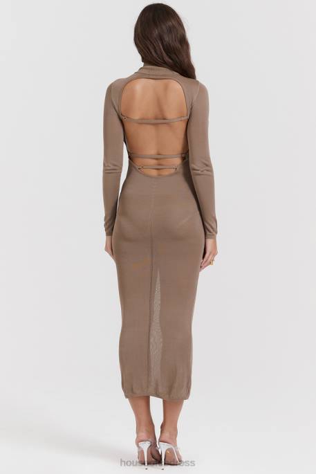 House of CB Roberta Tan Knit Midi Dress Clothing 4H6N169