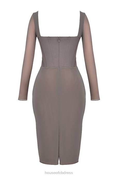 House of CB Safran Mocha Corset Midi Dress Clothing 4H6N118