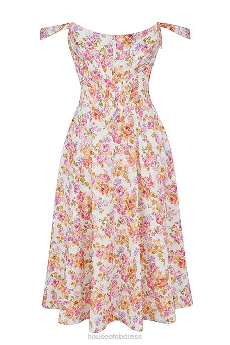 House of CB Saira Ivory Floral Midi Sundress Clothing 4H6N248