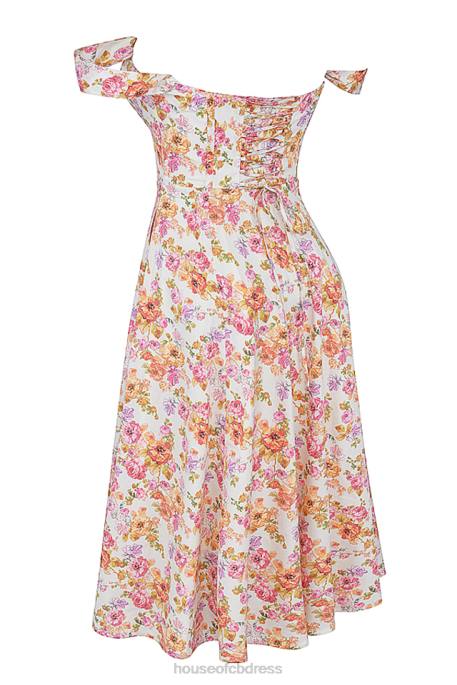 House of CB Saira Ivory Floral Midi Sundress Clothing 4H6N248