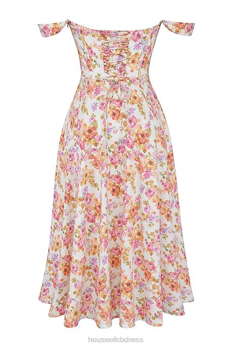 House of CB Saira Ivory Floral Midi Sundress Clothing 4H6N248