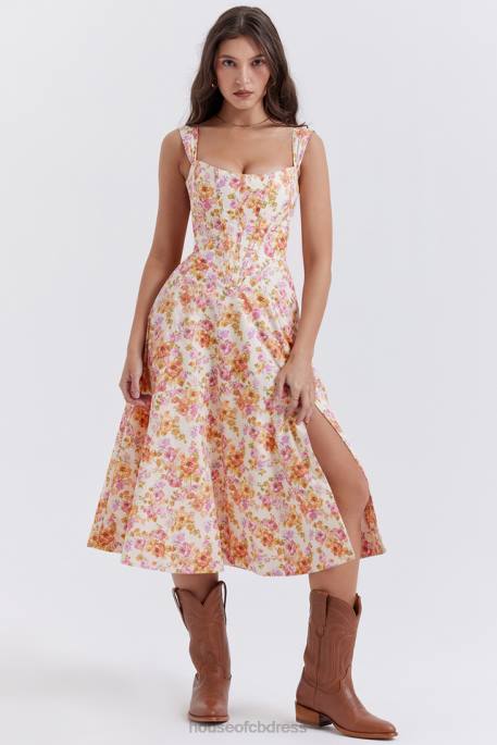 House of CB Saira Ivory Floral Midi Sundress Clothing 4H6N248