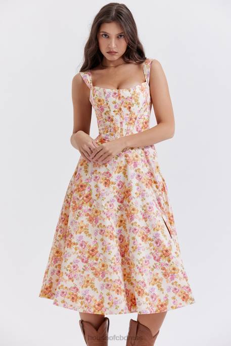House of CB Saira Ivory Floral Midi Sundress Clothing 4H6N248