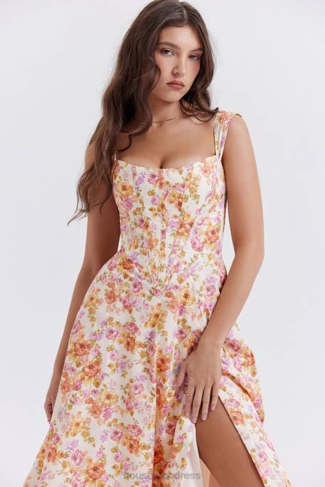 House of CB Saira Ivory Floral Midi Sundress Clothing 4H6N248