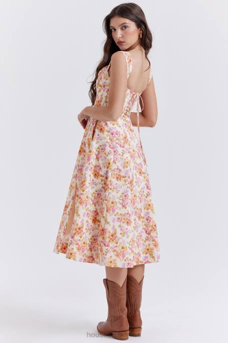 House of CB Saira Ivory Floral Midi Sundress Clothing 4H6N248