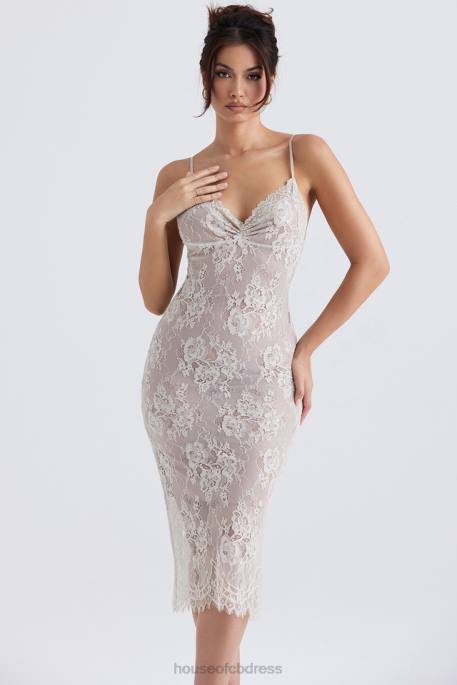 House of CB Serelle Antique Ivory Lace Midi Dress Clothing 4H6N345