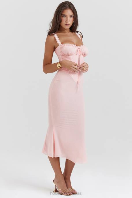 House of CB Syrah Soft Peach Lace Back Midi Dress Clothing 4H6N135