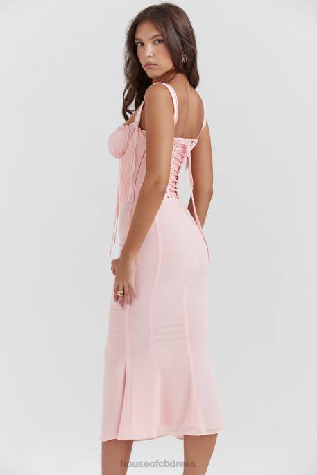 House of CB Syrah Soft Peach Lace Back Midi Dress Clothing 4H6N135