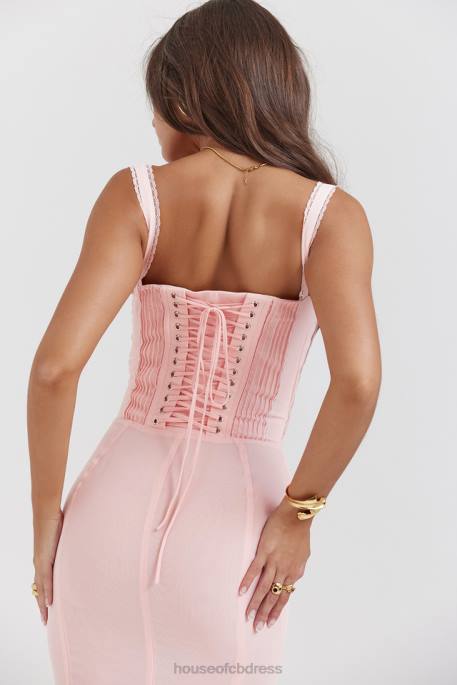 House of CB Syrah Soft Peach Lace Back Midi Dress Clothing 4H6N135