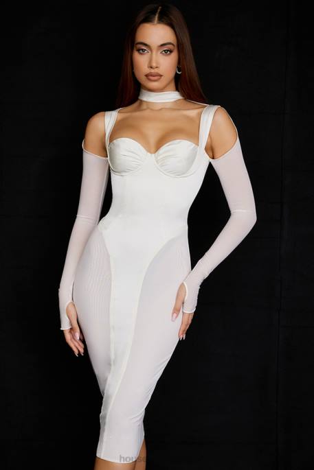 House of CB Talika Ivory Corset Midi Dress Clothing 4H6N518