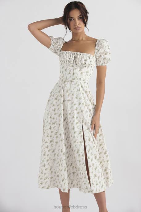 House of CB Tallulah Garden Print Puff Sleeve Midi Sundress Clothing 4H6N441
