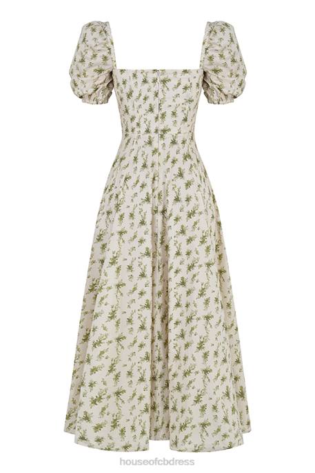 House of CB Tallulah Garden Print Puff Sleeve Midi Sundress Clothing 4H6N441