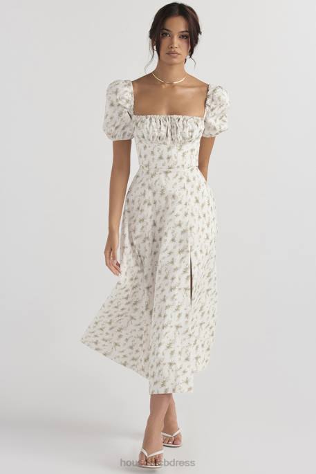 House of CB Tallulah Garden Print Puff Sleeve Midi Sundress Clothing 4H6N441