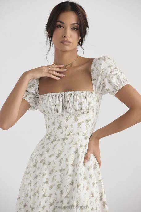 House of CB Tallulah Garden Print Puff Sleeve Midi Sundress Clothing 4H6N441