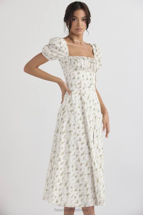 House of CB Tallulah Garden Print Puff Sleeve Midi Sundress Clothing 4H6N441