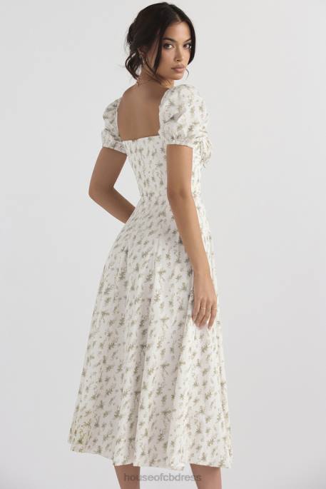 House of CB Tallulah Garden Print Puff Sleeve Midi Sundress Clothing 4H6N441