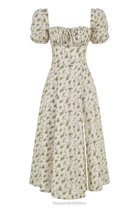 House of CB Tallulah Garden Print Puff Sleeve Midi Sundress Clothing 4H6N441