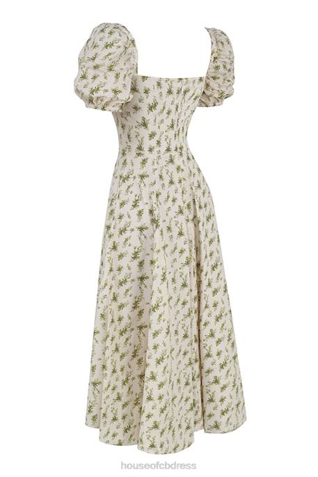 House of CB Tallulah Garden Print Puff Sleeve Midi Sundress Clothing 4H6N441