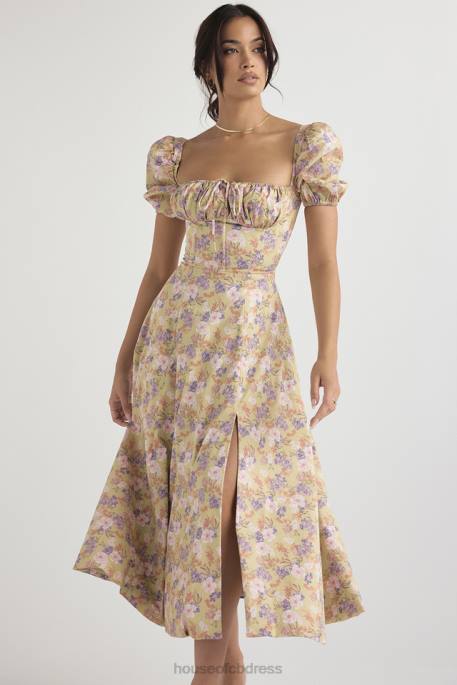 House of CB Tallulah Peony Print Puff Sleeve Midi Sundress Clothing 4H6N428