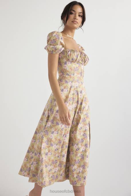 House of CB Tallulah Peony Print Puff Sleeve Midi Sundress Clothing 4H6N428