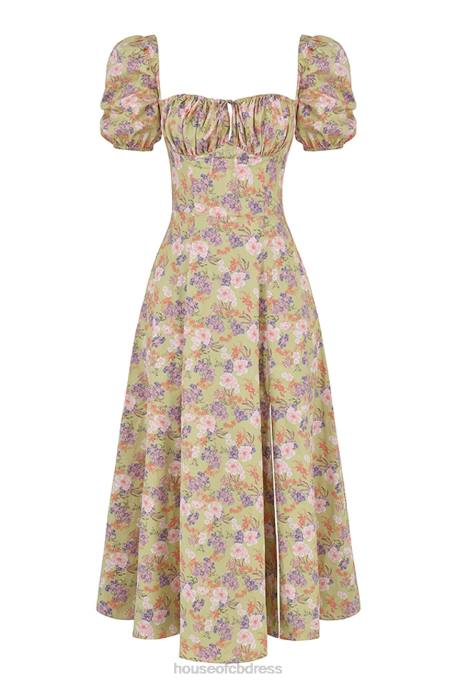 House of CB Tallulah Peony Print Puff Sleeve Midi Sundress Clothing 4H6N428