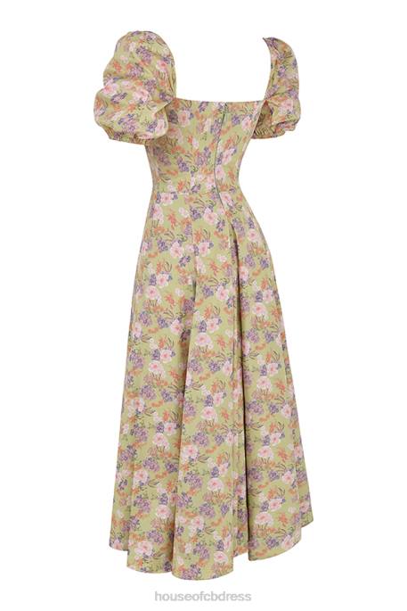 House of CB Tallulah Peony Print Puff Sleeve Midi Sundress Clothing 4H6N428