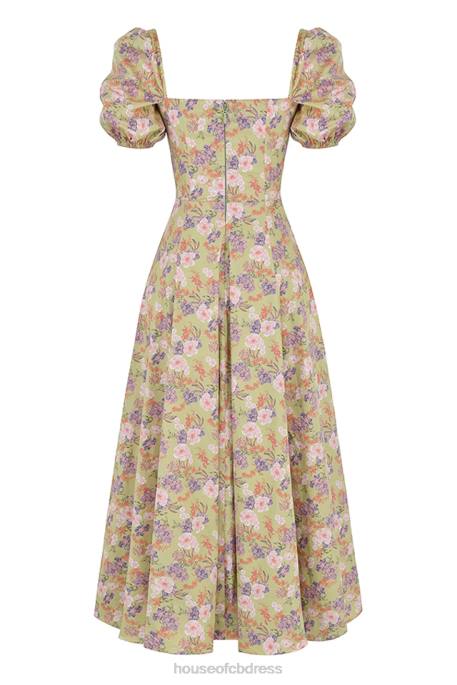 House of CB Tallulah Peony Print Puff Sleeve Midi Sundress Clothing 4H6N428