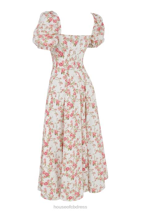 House of CB Tallulah Rose Print Puff Sleeve Midi Sundress Clothing 4H6N427
