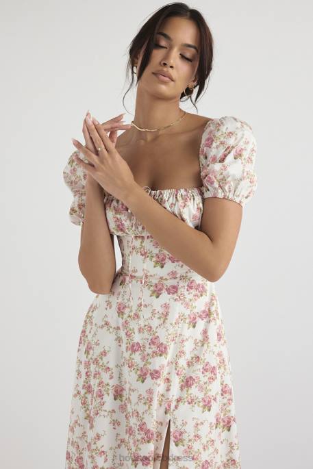House of CB Tallulah Rose Print Puff Sleeve Midi Sundress Clothing 4H6N427