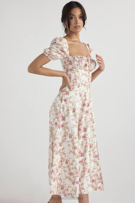 House of CB Tallulah Rose Print Puff Sleeve Midi Sundress Clothing 4H6N427