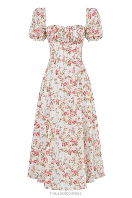 House of CB Tallulah Rose Print Puff Sleeve Midi Sundress Clothing 4H6N427